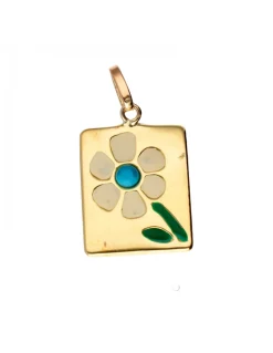 Colgante con diseño flor oro amarillo 18kl