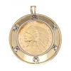 Colgante con moneda incrustada de 5 dólares de 1909 oro 18 K y brillantes