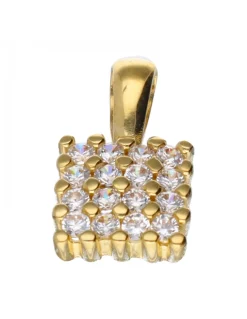 Colgante cuadrado con circonitas oro amarillo 18kl