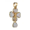 Colgante de Oro amarillo diseño de Cruz, Tréboles y Circonitas