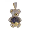 Colgante de Oro amarillo, con diseño de Oso y Circonitas de colores