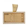 Colgante de Oro amarillo 18K con diseño rectangular, Billete de 500 Euros, Circonitas