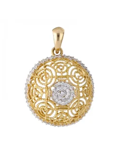 Colgante de Oro amarillo 18K con diseño redondo y Circonita