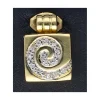 Colgante de oro amarillo 18K con diseño cuadrado y espiral de circonitas