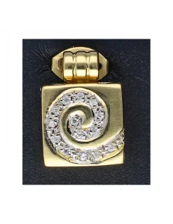 Colgante de oro amarillo 18K con diseño cuadrado y espiral de circonitas