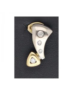 Colgante de oro amarillo y blanco 18 K con diseño y circonitas