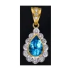 Colgante de oro amarillo 18 Kl con diseño de gota piedra sintética central y circonitas circundantes
