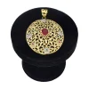Colgante de oro amarillo 18 Kl con diseño ovalado piedra roja sintética y circonitas