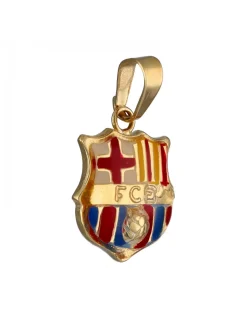 Colgante de Oro amarillo con diseño del escudo Futbol Club Barcelona Esmaltado en colores