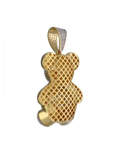 Colgante de Oro amarillo, con diseño de Oso y Circonitas de colores