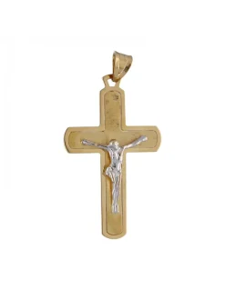 Colgante de Oro amarillo y blanco con diseño de Cruz