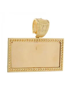 Colgante de Oro amarillo 18K con diseño rectangular, Billete de 100 Dólares y Circonitas