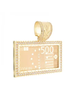 Colgante de Oro amarillo 18K con diseño de Billete de 500 Euros y Circonitas