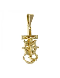 Colgante de Oro amarillo 18K con diseño de Cruz y Ancla