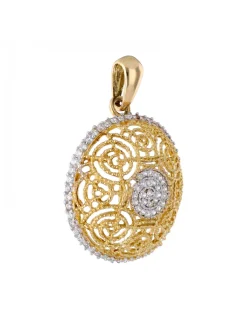 Colgante de Oro amarillo 18K con diseño redondo y Circonita