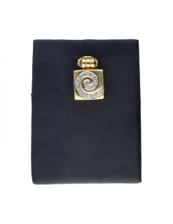 Colgante de oro amarillo 18K con diseño cuadrado y espiral de circonitas