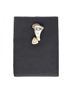 Colgante de oro amarillo y blanco 18 K con diseño y circonitas