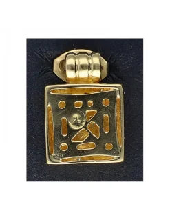 Colgante de oro amarillo 18K con diseño cuadrado y espiral de circonitas