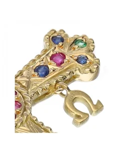 Colgante de oro amarillo 18 K con diseño de cruz y piedras sintéticas