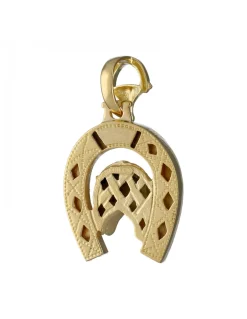 Colgante de Oro amarillo con diseño de cara de Caballo y Herradura