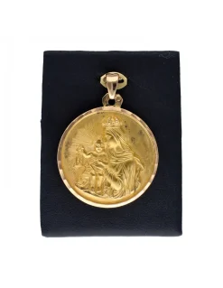 Colgante de oro amarillo 18K con diseño redondo y religioso