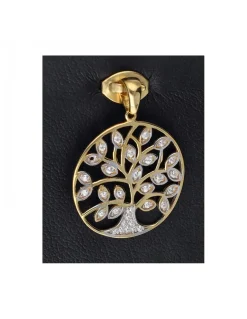Colgante de oro amarillo 18 K con diseño árbol de la vida y circonitas