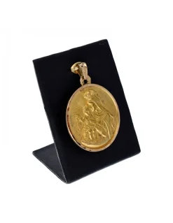 Colgante de oro amarillo 18K con diseño redondo y religioso