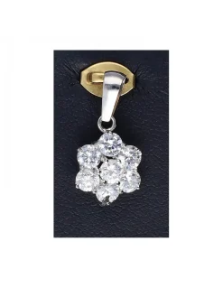 Colgante de oro blanco 18 K con diseño y circonitas