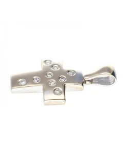 Colgante de oro blanco con diamantes diseño religioso