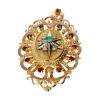 Colgante de Oro 18K con diseño de Adorno para pecho tipo aguja, Esmeralda y Rubíes