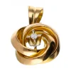 Colgante de Oro rosado y amarillo, diseño de flor y Brillante