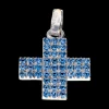 Colgante religioso de oro blanco 18 kl con aguamarinas