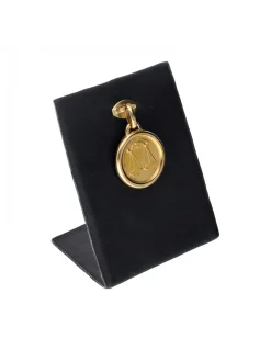 Pendiente de oro amarillo 18 K con diseño redondo y libra