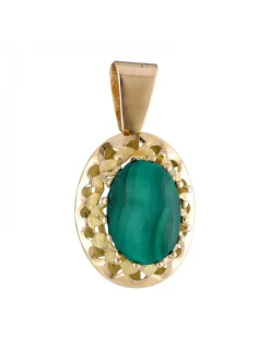 Pendiente de Oro amarillo 18K con diseño y Piedra verde