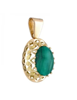Pendiente de Oro amarillo 18K con diseño y Piedra verde