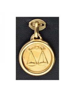 Pendiente de oro amarillo 18 K con diseño redondo y libra
