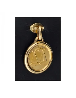 Pendiente de oro amarillo 18 K con diseño redondo y libra