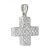 Pendiente de Oro blanco 18K con diseño de Cruz y Circonitas