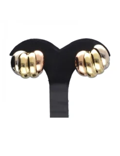 Pendientes anchos con oro amarillo, rosa y blanco 18kl