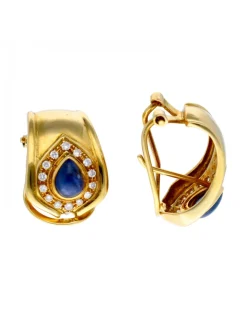 Pendientes con brillantes y zafiros oro amarillo 18kl