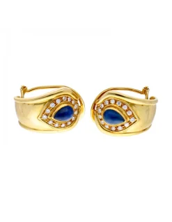 Pendientes con brillantes y zafiros oro amarillo 18kl