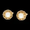Pendientes con perla oro amarillo 18kl