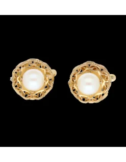 Pendientes con perla oro amarillo 18kl