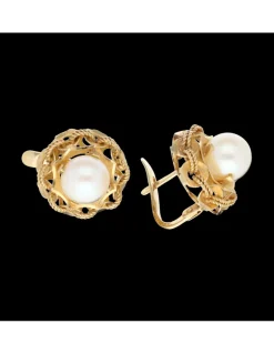 Pendientes con perla oro amarillo 18kl