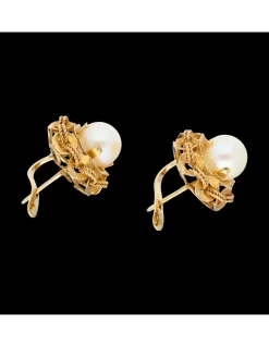 Pendientes con perla oro amarillo 18kl