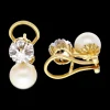 Pendientes con perla y zirconitas oro amarillo 18kl