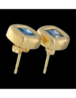 Pendientes con piedra aguamarina oro amarillo 18kl