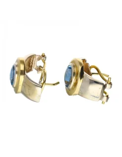 Pendientes con piedra aguamarina oro amarillo 18kl