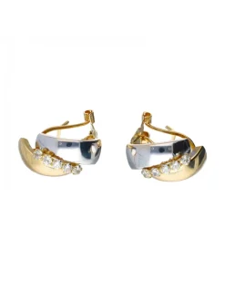 Pendientes con zirconitas oro blanco y amarillo 18kl
