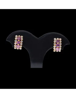 Pendientes de oro 18 kl amatistas zirconitas